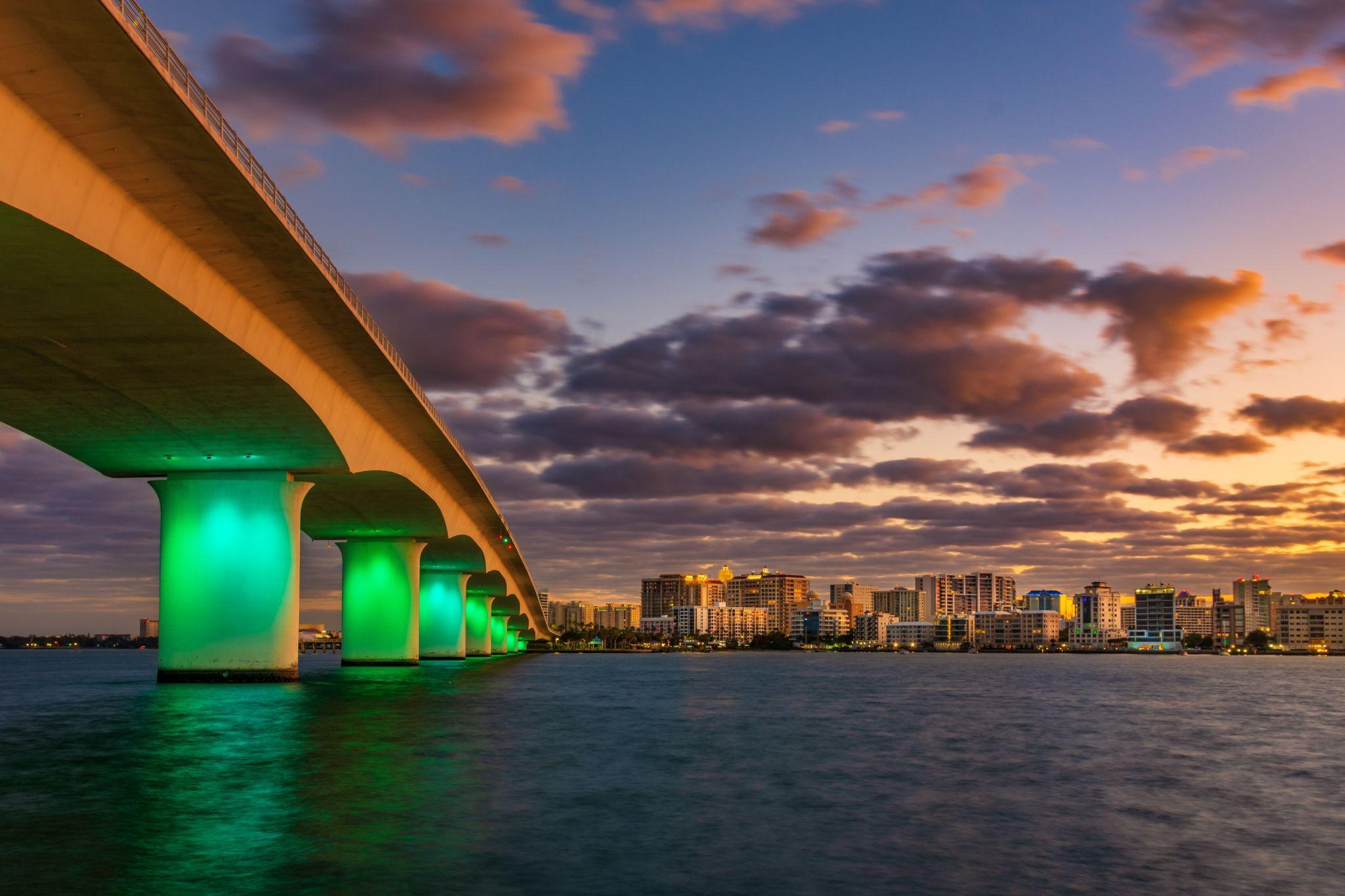 A sunset over Sarasota Bay representing the city's exciting future.